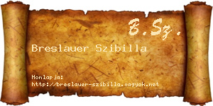 Breslauer Szibilla névjegykártya
